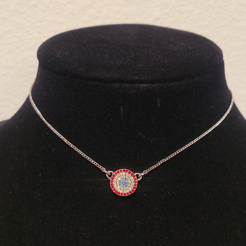 Vita Fete 24k White Gold Plated Elegant Pendant Necklace Blue Clear Ruby Crystal